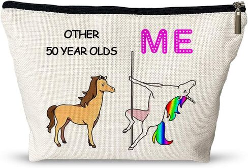 حقيبة مكياج 0ther 50 Years Old Me Unicorn - هدايا عيد الميلاد الخمسين المضحكة للنساء - التقاعد / تذكار/هدايا عيد الميلاد حقيبة مكياج للسفر لها، صديق، أمي، أخت، زوجة، زميل العمل in Kuwait