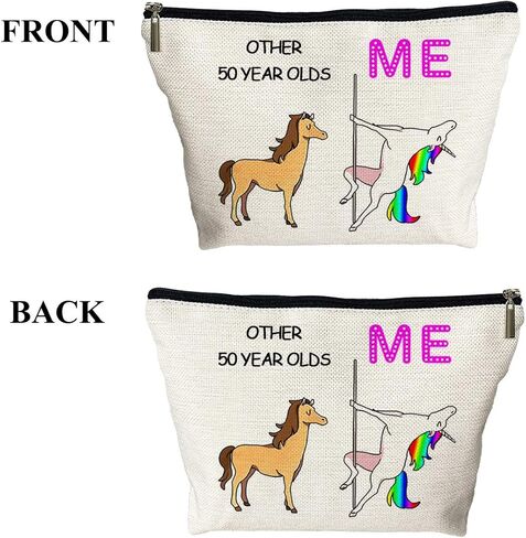 حقيبة مكياج 0ther 50 Years Old Me Unicorn - هدايا عيد الميلاد الخمسين المضحكة للنساء - التقاعد / تذكار/هدايا عيد الميلاد حقيبة مكياج للسفر لها، صديق، أمي، أخت، زوجة، زميل العمل in Kuwait
