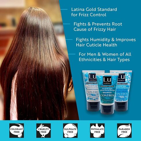 LATINUS BEAUTY CONTROL Travel Size Anti-Frizz Vegan Keratin Hair Collection: Natural Murumuru Butter Shampoo + Conditioner + Styling Cream for All Hair Types (1oz each), Reduces Frizz and Flyaways in Saudi Arabia