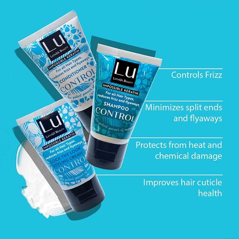 LATINUS BEAUTY CONTROL Travel Size Anti-Frizz Vegan Keratin Hair Collection: Natural Murumuru Butter Shampoo + Conditioner + Styling Cream for All Hair Types (1oz each), Reduces Frizz and Flyaways in Saudi Arabia