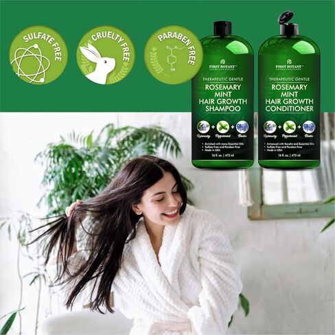 First Botany Biotin Shampoo Conditioner Set - An Anti Hair Loss Set Thickening formula For Hair Regrowth, Anti Thinning Sulfate Free For Men & Women Anti Dandruff Treatment 16 oz x 2 (Rosemary Mint) in Kuwait