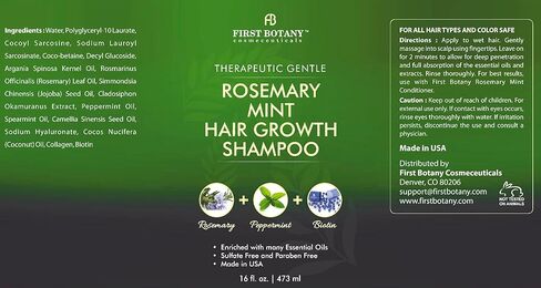 First Botany Biotin Shampoo Conditioner Set - An Anti Hair Loss Set Thickening formula For Hair Regrowth, Anti Thinning Sulfate Free For Men & Women Anti Dandruff Treatment 16 oz x 2 (Rosemary Mint) in Kuwait