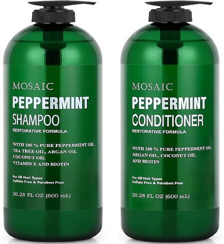 Peppermint Oil Shampoo and Conditioner Set for Hair Growth, For Thinning Hair and Hair Loss Treatments for Women & Men, Hair Thickening Products for Women & Men, Paraben & Sulfate Free Shampoo 20.2 FL Oz Each in Saudi Arabia