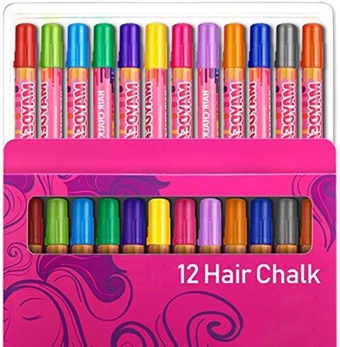أقلام طباشير للشعر من مايدير هير 12 لونًا مؤقتًا لصبغ الشعر، غير سام وآمن للأطفال، هدية رائعة لأعياد الميلاد للبنات in Kuwait