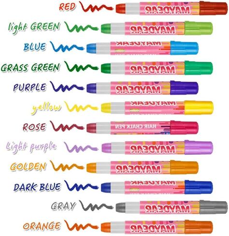 أقلام طباشير للشعر من مايدير هير 12 لونًا مؤقتًا لصبغ الشعر، غير سام وآمن للأطفال، هدية رائعة لأعياد الميلاد للبنات in Kuwait