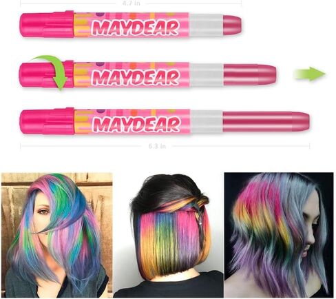 أقلام طباشير للشعر من مايدير هير 12 لونًا مؤقتًا لصبغ الشعر، غير سام وآمن للأطفال، هدية رائعة لأعياد الميلاد للبنات in Kuwait