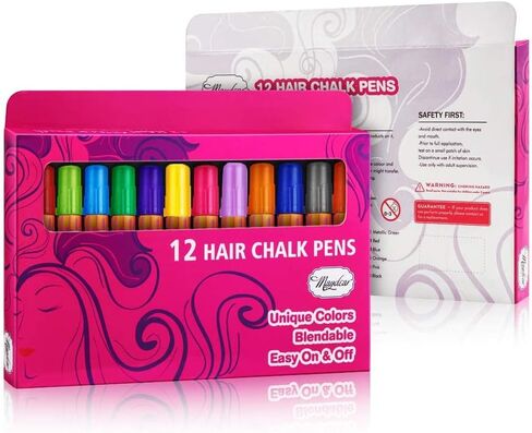 أقلام طباشير للشعر من مايدير هير 12 لونًا مؤقتًا لصبغ الشعر، غير سام وآمن للأطفال، هدية رائعة لأعياد الميلاد للبنات in Kuwait