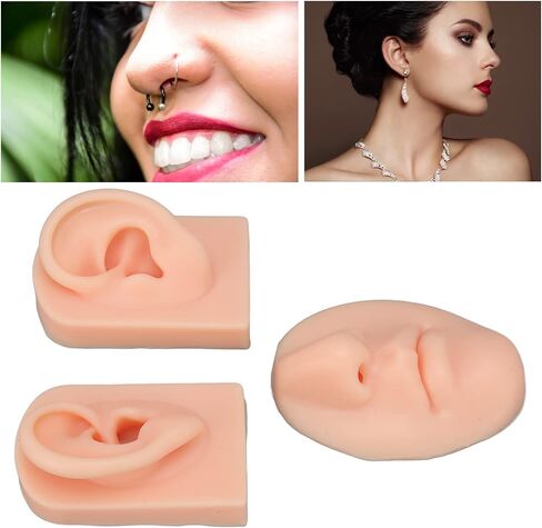 3D Silicone Nose and Mouth Model Face Silicone Model for Ear Nose Mouth,Silicone Model for Nose Earrings Display,Piercing Practice Tool,Simulation Artificial Human Model(Dark Skin Color) in Saudi Arabia