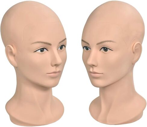 ErSiMan Female Life Size Bald Mannequin Head Professional Cosmetology for Wig Making, Display wigs, eyeglasses, hairs, T pins,with Free Clamp in Saudi Arabia