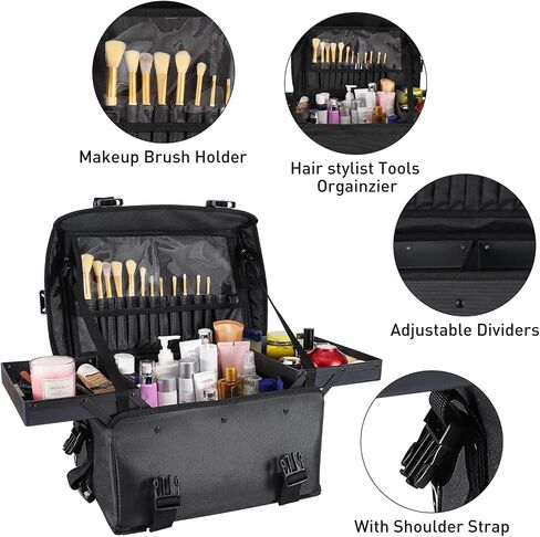YANKI 2 in 1 Nylon Rolling Makeup Case with Wheels Travel Cosmetic Cases Detachable Professional Rolling Trolley Makeup Travel Case Oxford Vanity Portable Makeup Artist Organizer Box in Saudi Arabia