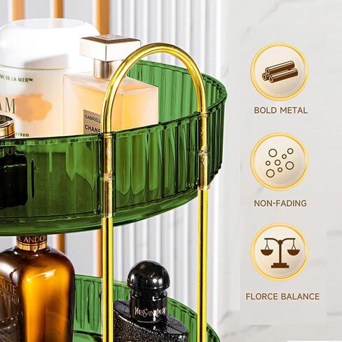 منظم مكياج دوار من بيلي من أجل فانيتي 3 طبقات، صندوق تخزين مكياج بسعة كبيرة، حامل مكياج الحمام، مناسب لمستحضرات التجميل والعطور والعناية بالبشرة وفرش المكياج وأحمر الشفاه (3 طبقات، أخضر) in Kuwait