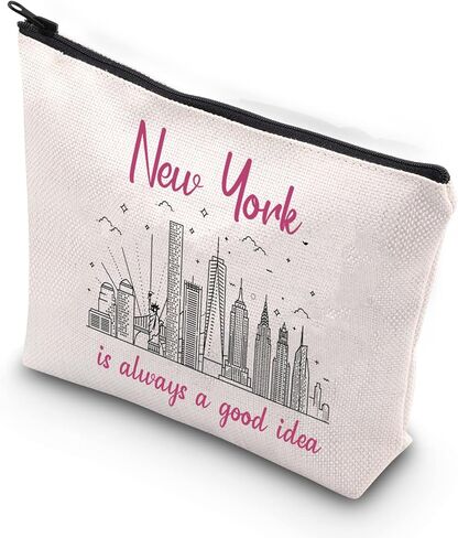TSOTMO New York Bachelorette Party Favor New York Is Always A Good Idea New York Vacation Zipper Pouch Makeup Bag (BLK-NY) in Kuwait