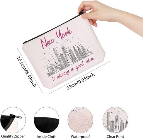 TSOTMO New York Bachelorette Party Favor New York Is Always A Good Idea New York Vacation Zipper Pouch Makeup Bag (BLK-NY) in Kuwait