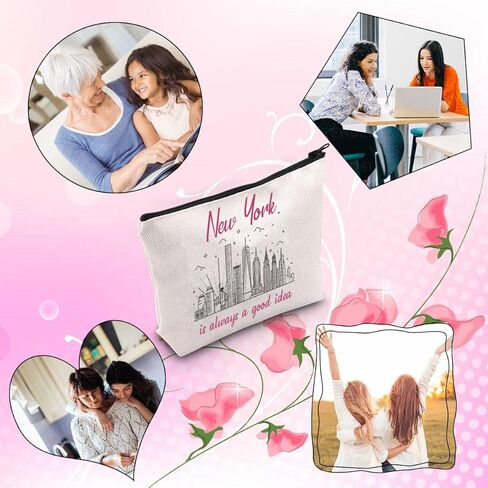 TSOTMO New York Bachelorette Party Favor New York Is Always A Good Idea New York Vacation Zipper Pouch Makeup Bag (BLK-NY) in Kuwait