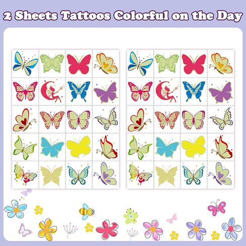 وشم مؤقت على شكل فراشات مضيئة من Cerlaza لحفلات الأطفال، ملصقات فراشات هدايا للفتيات، لوازم تزيين حفلات أعياد الميلاد على شكل أميرة الفراشة، وشم مزيف، مكياج خرافي - 40 نمطًا in Kuwait