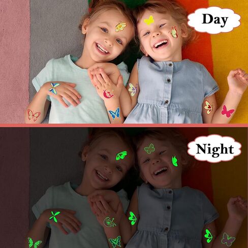 وشم مؤقت على شكل فراشات مضيئة من Cerlaza لحفلات الأطفال، ملصقات فراشات هدايا للفتيات، لوازم تزيين حفلات أعياد الميلاد على شكل أميرة الفراشة، وشم مزيف، مكياج خرافي - 40 نمطًا in Kuwait