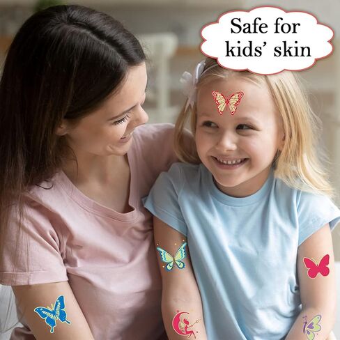 وشم مؤقت على شكل فراشات مضيئة من Cerlaza لحفلات الأطفال، ملصقات فراشات هدايا للفتيات، لوازم تزيين حفلات أعياد الميلاد على شكل أميرة الفراشة، وشم مزيف، مكياج خرافي - 40 نمطًا in Kuwait