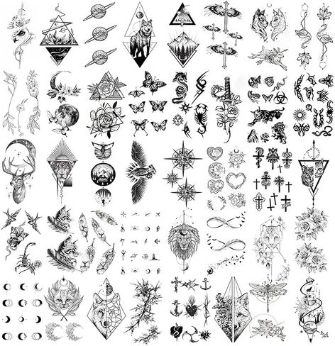 40 ورقة القمر نجوم الحيوانات الزهور وهمية الوشم مقاوم للماء الوشم المؤقت ملصق الوشم الصغير للرجال والنساء in Kuwait