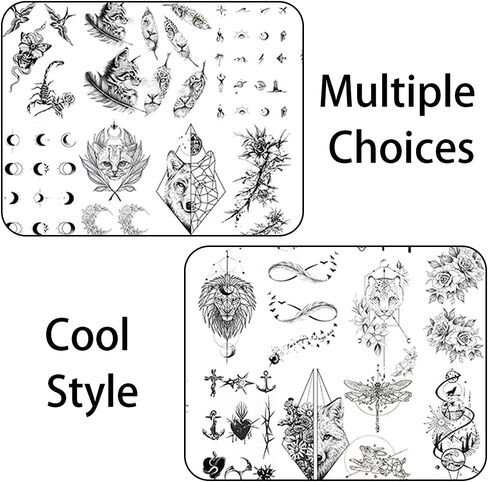 40 ورقة القمر نجوم الحيوانات الزهور وهمية الوشم مقاوم للماء الوشم المؤقت ملصق الوشم الصغير للرجال والنساء in Kuwait