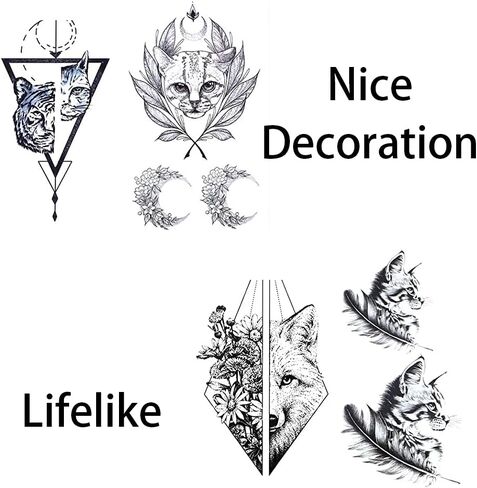 40 ورقة القمر نجوم الحيوانات الزهور وهمية الوشم مقاوم للماء الوشم المؤقت ملصق الوشم الصغير للرجال والنساء in Kuwait