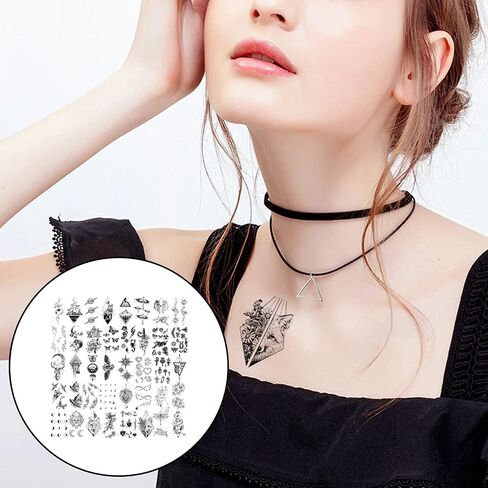 40 ورقة القمر نجوم الحيوانات الزهور وهمية الوشم مقاوم للماء الوشم المؤقت ملصق الوشم الصغير للرجال والنساء in Kuwait