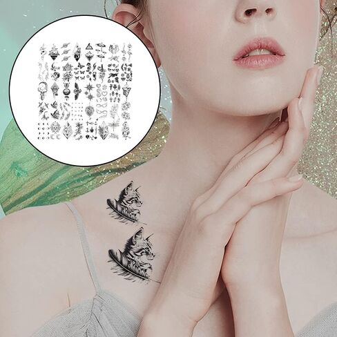 40 ورقة القمر نجوم الحيوانات الزهور وهمية الوشم مقاوم للماء الوشم المؤقت ملصق الوشم الصغير للرجال والنساء in Kuwait