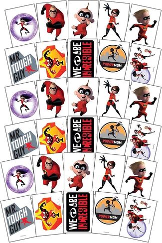 Large Incredibles 2 Temporary Tattoos - 3.5" x 2.5" - Featuring Mr. Incredible, Elastigirl, Violet, Dash and Jack Jack, 30 pcs for Party Favors/Party Activity/Goodie Bags in Saudi Arabia