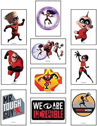 Large Incredibles 2 Temporary Tattoos - 3.5" x 2.5" - Featuring Mr. Incredible, Elastigirl, Violet, Dash and Jack Jack, 30 pcs for Party Favors/Party Activity/Goodie Bags in Saudi Arabia
