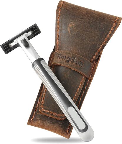 حقيبة شفرات الحلاقة الآمنة من رينج صن، حقيبة سفر جلدية بشفرات الحلاقة، غطاء ماكينة حلاقة مستقيمة آمنة للحواف المزدوجة، RS04 in Kuwait