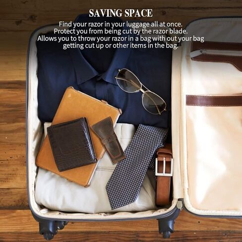 حقيبة شفرات الحلاقة الآمنة من رينج صن، حقيبة سفر جلدية بشفرات الحلاقة، غطاء ماكينة حلاقة مستقيمة آمنة للحواف المزدوجة، RS04 in Kuwait