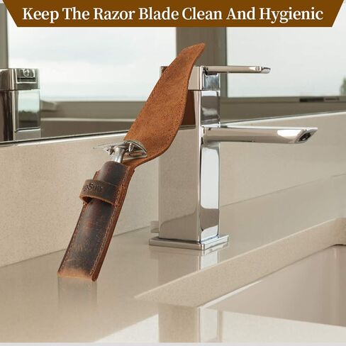 حقيبة شفرات الحلاقة الآمنة من رينج صن، حقيبة سفر جلدية بشفرات الحلاقة، غطاء ماكينة حلاقة مستقيمة آمنة للحواف المزدوجة، RS04 in Kuwait