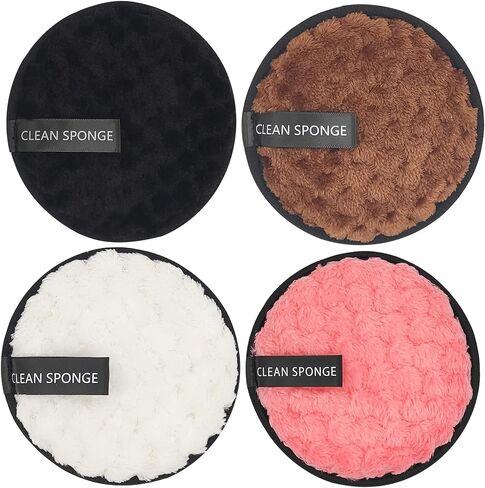 Yimingbuty Reusable Soft Makeup Remover Pads for All Skin - 4 pack Microfiber Face Rounds Wipes Heavy Mascara Eye Shadow Facial Cleansing Puffs Foundation, Washable Removal Cloth, Chemical Free in Saudi Arabia
