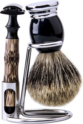 Shaving Razor and Brush Stand Universal Holder for Safety Razor Storage Shave Brush Holder, Black. in Kuwait