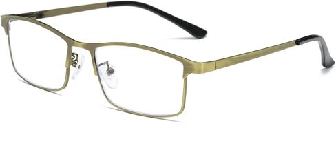 B&Q 4 Pack Rectangular Metal Frame Spring Hinge Blue Light Blocking Reading Glasses Readers for Men in Saudi Arabia