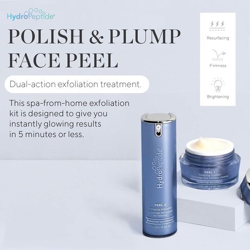 HydroPeptide Polish & Plump Face Peel Radiant Two-Step System, Boosts Firmness and Plumpness, 1 Set in Kuwait