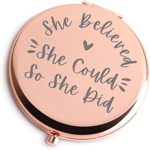 Yishuliwu She Believed She Could So She Did Rose Gold Travel Compact Mirror Graduation Inspirational Christmas Birthday Gifts for Her Daughter Sister Teen Senior Student Friend Gifts in Saudi Arabia