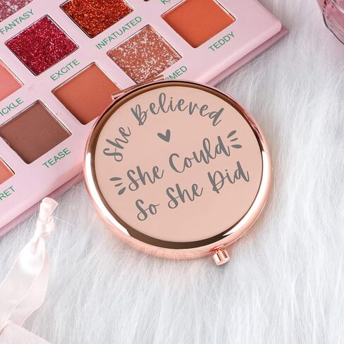Yishuliwu She Believed She Could So She Did Rose Gold Travel Compact Mirror Graduation Inspirational Christmas Birthday Gifts for Her Daughter Sister Teen Senior Student Friend Gifts in Saudi Arabia