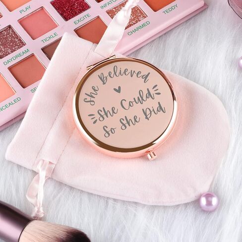 Yishuliwu She Believed She Could So She Did Rose Gold Travel Compact Mirror Graduation Inspirational Christmas Birthday Gifts for Her Daughter Sister Teen Senior Student Friend Gifts in Saudi Arabia