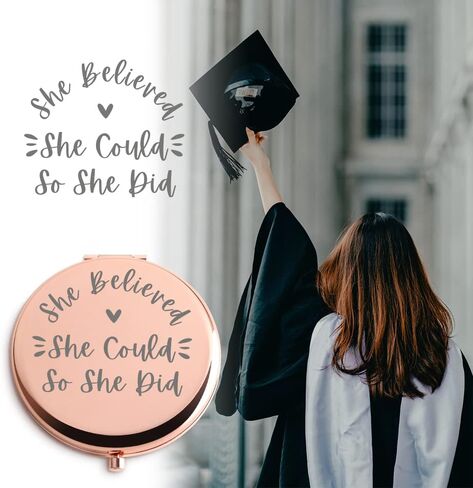 Yishuliwu She Believed She Could So She Did Rose Gold Travel Compact Mirror Graduation Inspirational Christmas Birthday Gifts for Her Daughter Sister Teen Senior Student Friend Gifts in Saudi Arabia
