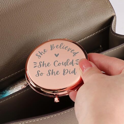 Yishuliwu She Believed She Could So She Did Rose Gold Travel Compact Mirror Graduation Inspirational Christmas Birthday Gifts for Her Daughter Sister Teen Senior Student Friend Gifts in Saudi Arabia