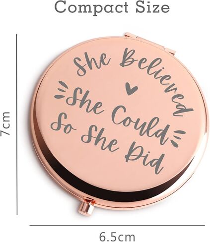 Yishuliwu She Believed She Could So She Did Rose Gold Travel Compact Mirror Graduation Inspirational Christmas Birthday Gifts for Her Daughter Sister Teen Senior Student Friend Gifts in Saudi Arabia