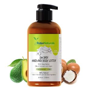 Unscented Hand and Body Lotion - 8 Fl Oz - Hydrating, Fragrance Free, Shea Butter, Argan Oil, Vitamin E, B-5 - All Natural, Vegan, Cruelty-Free