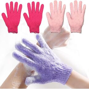 Exfoliating Bath Loofah Gloves Body Scrub Wash Mitts Skin Massage Sponge Towel Deep Cleansing Dead Skin Brush Scrub Luxury Spa Heavy With Lanyard Scrubber 2 Pair (blue&green)