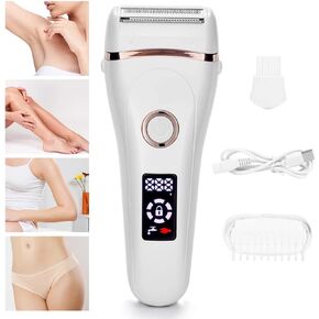 Electric Lady Shaver Bikini Trimmer Wet & Dry Rechargeable Cordless Painless Electric Razor for Women, LED Display Razor for Legs Underarms (Purple) in Kuwait