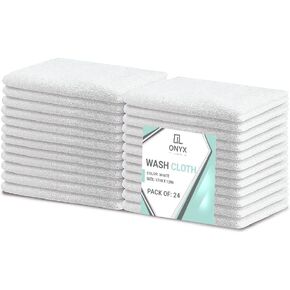 مناشف غسيل من اونيكس لينينز للحمام مصنوعة من القطن بنسبة 100% سريعة الجفاف وفائقة النعومة والامتصاص مناشف للوجه وصالة الالعاب الرياضية وحمام الاطفال، عبوة من 24 قطعة in Kuwait