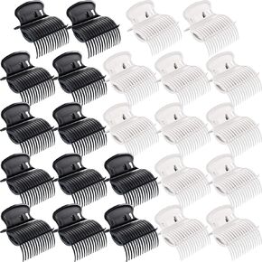 24 Pieces Hot Roller Clips Hair Curler Claw Clips Replacement Roller Clips for Women Girls Hair Section Styling (Black)