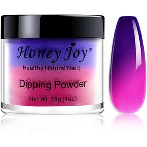 28g/Box Purple and White Temperature Color Change with Shine Glitter Dip Powder Nails Dipping Nails Long-lasting Nails No UV Light Needed, (W-No.1)