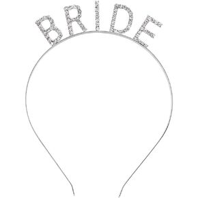 KICOSY Bride Tiara Bride To Be Headband Bride Headband Party العازبة عقال الزفاف دش عقال هدية الزفاف للنساء والفتيات العروس خوذة إكسسوارات الشعر (حجر الراين والفضة) in Kuwait