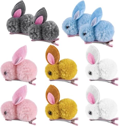 WXJ13 10Pcs Plush Bunny Hair Clips, Bunny Hair Clip Mini Hair Clips, Cute Bunny Hair Claw Clips for Womens Girls, Rabbit Hair Clip, Easter Plush Rabbit Hairpin for Thin Hair, Hold Hair Clip in Saudi Arabia