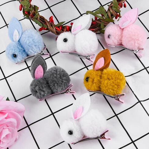 WXJ13 10Pcs Plush Bunny Hair Clips, Bunny Hair Clip Mini Hair Clips, Cute Bunny Hair Claw Clips for Womens Girls, Rabbit Hair Clip, Easter Plush Rabbit Hairpin for Thin Hair, Hold Hair Clip in Saudi Arabia